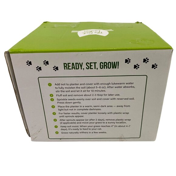 The Cat Ladies Organic Pet Grass Kit White Kitty Face Planter Garden Plants - Picture 13 of 15